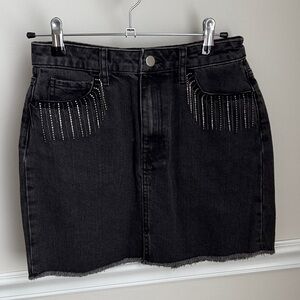 Francesca's Collections Black Denim Mini Skirt